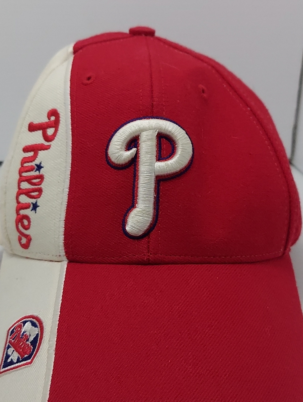 Vtg Philadelphia Phillies Twins Enterprise Split Red White Strapback Cap Hat